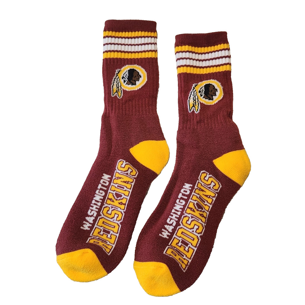 Vintage Washington Redskins Logo 4 Stripe Crew Socks NFL Football NWOT - Picture 2 of 2